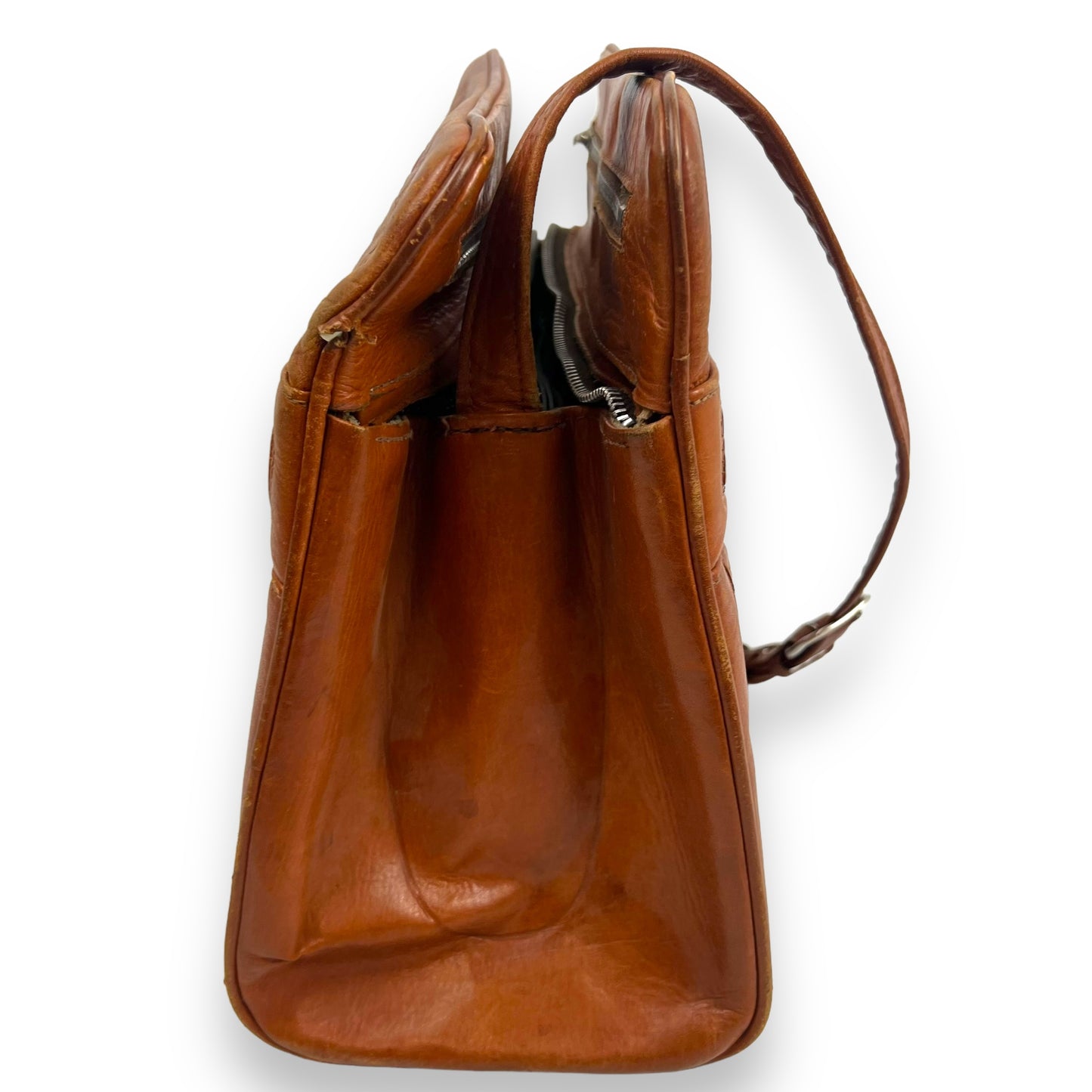 Brown Mexican Leather Bag Hand Tooled With Strap