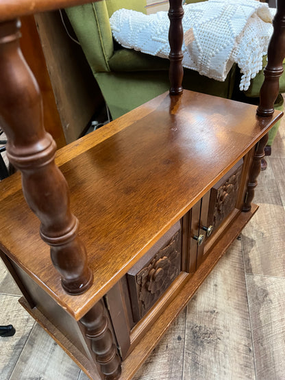 Display Cabinet with Hand-Carved Wooden Flower Doors