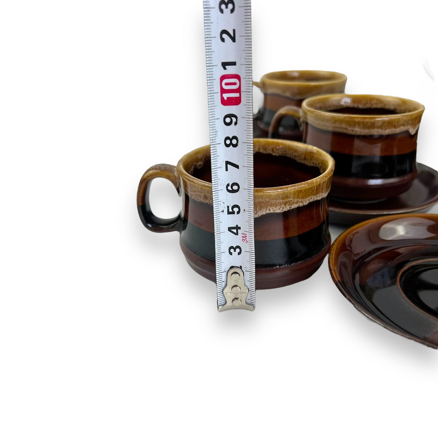 Brown Ceramic Tea Set: Teapot, 6 cups & 6 saucers