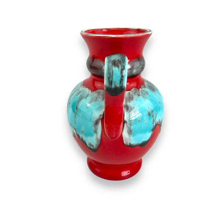 Red & Blue Twin Handle Ceramic Vase