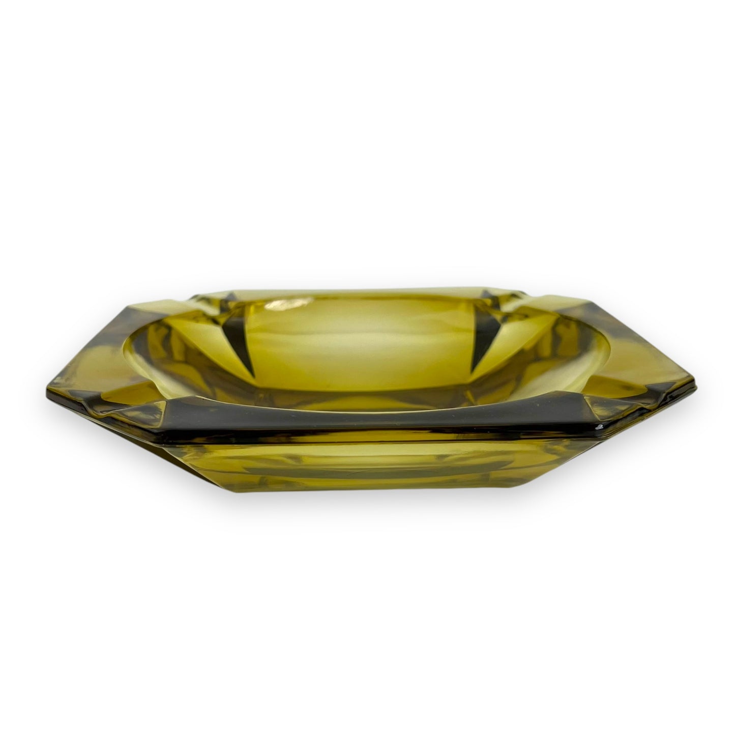 Large yellow glass square ashtray