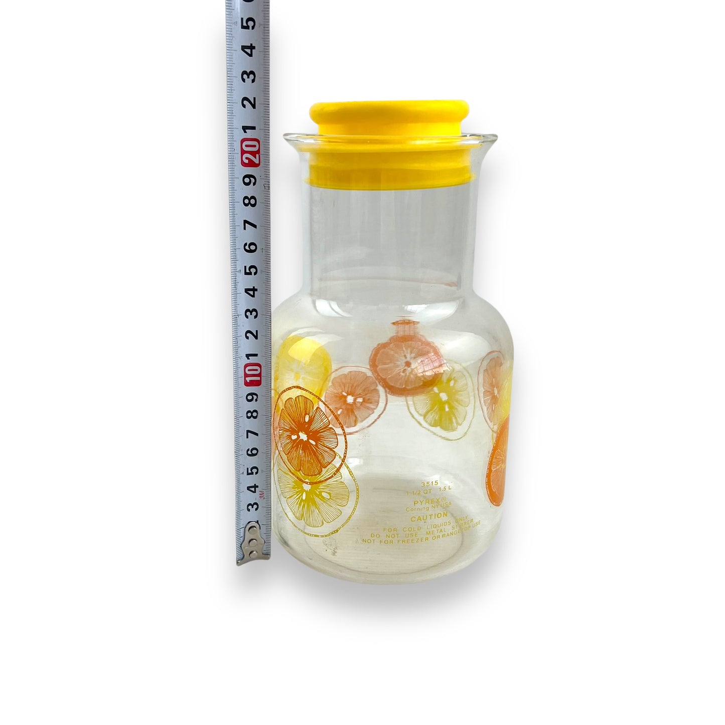 Pyrex Juice Carafe - Citrus Design - Made in USA - Retro 1970s