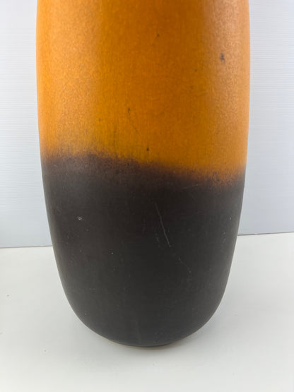 West German Pottery Orange & Brown Floor Vase