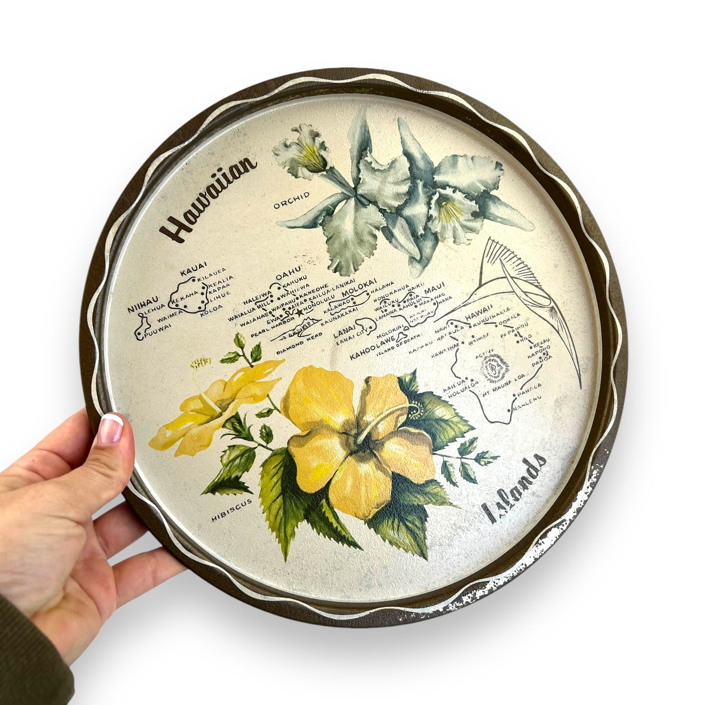 Hawaiian Islands Round Metal Tray