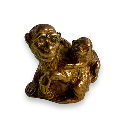 Gold Metal Monkey Paperweight Mini Statue