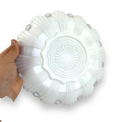 Anchor Hocking Milk Glass Devilled Egg Plate with Gold Rim