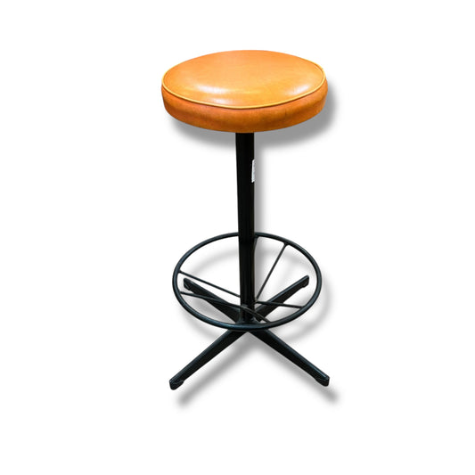 Orange Vinyl & Black Metal Stool