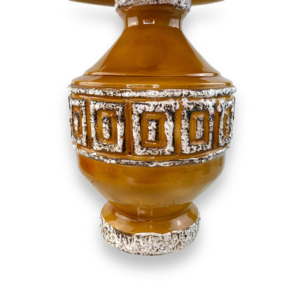 West German Ceramic Lamp with Original Mustard Shade