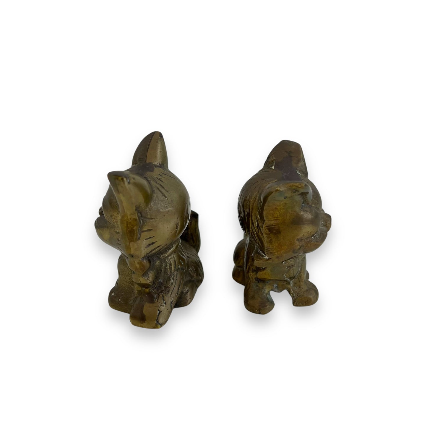 Brass cat statue set of two