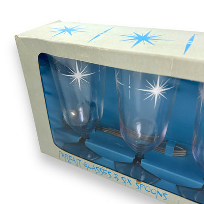 Atomic Star Parfait Glass & Spoon Set New In Box