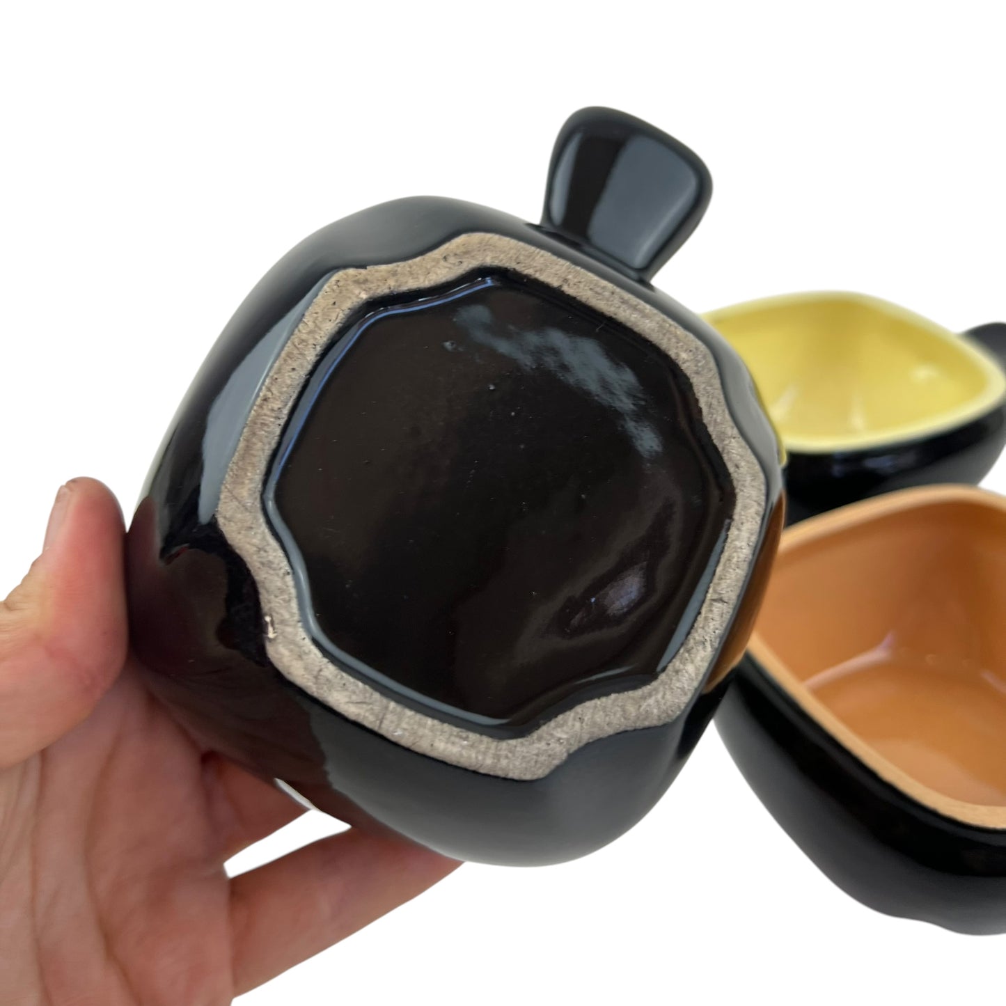 Black Ramekin Set of 3 (pink, yellow & orange inside)
