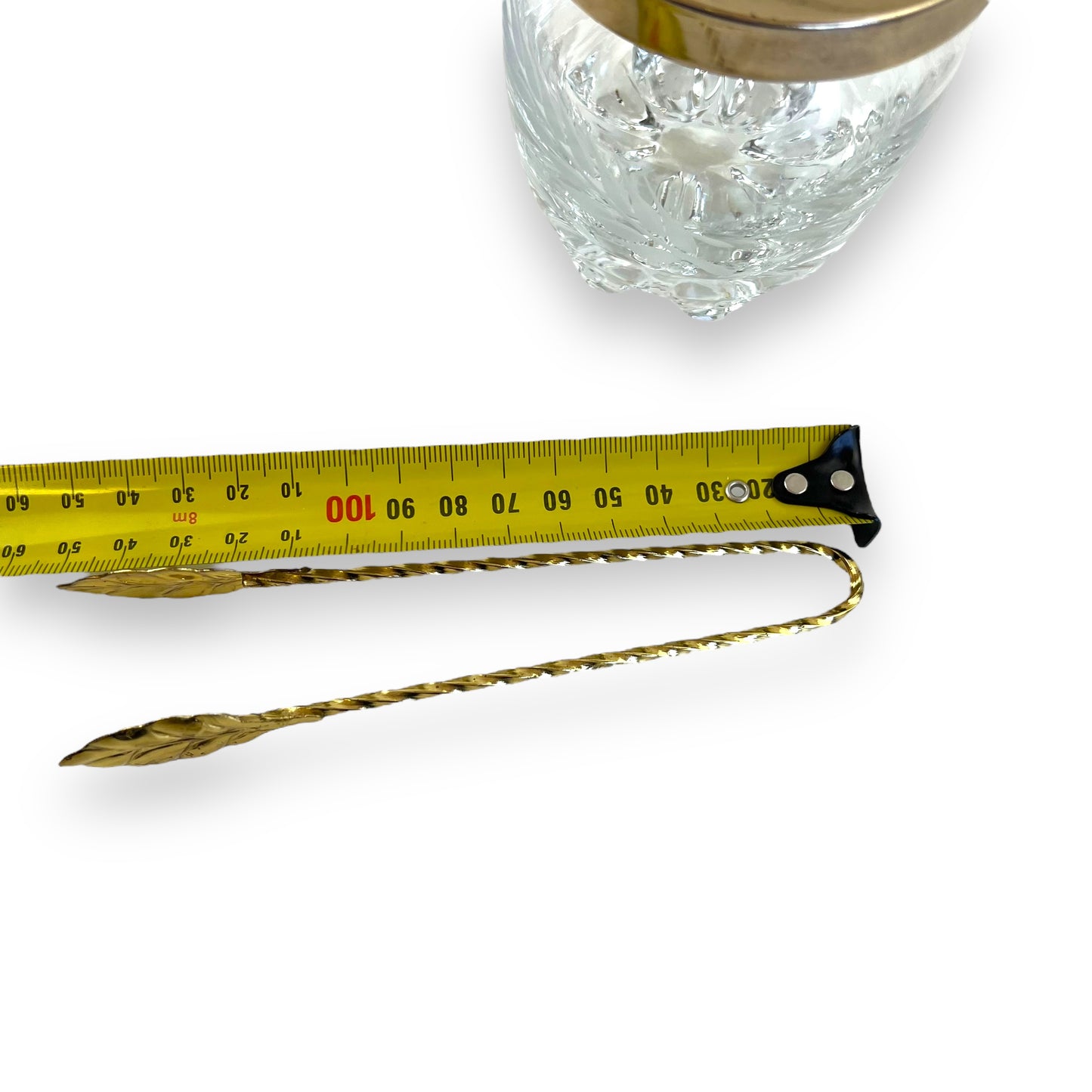 Ice Bucket with Gold Handle & Tongs – Etched Glass Barware