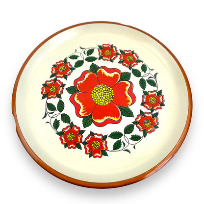 Plastic Red Flower Round Tray