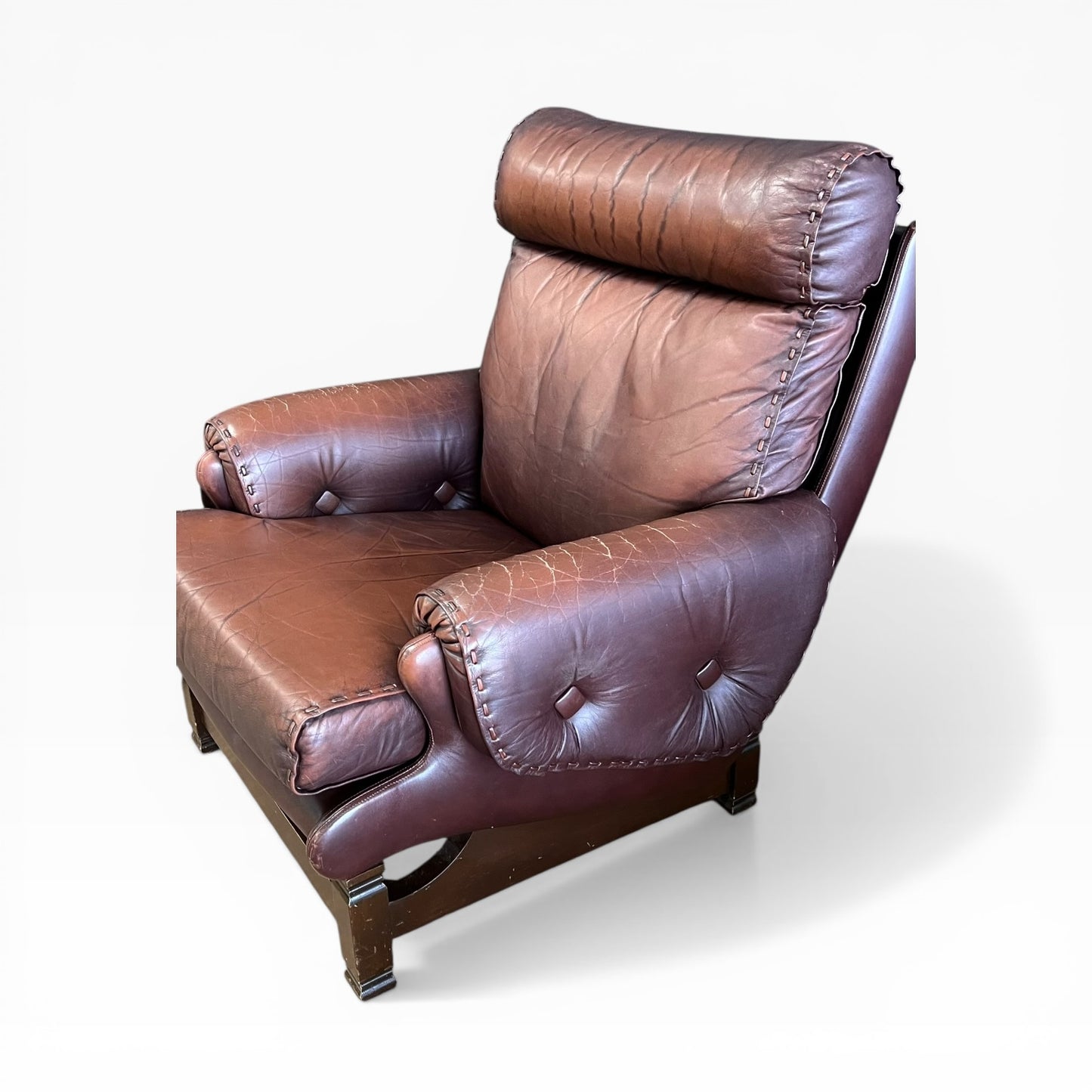 Moran Vintage Leather Armchair & Ottoman Set – Made in Melbourne