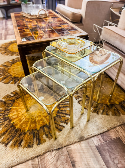 Brass nesting table set of 3
