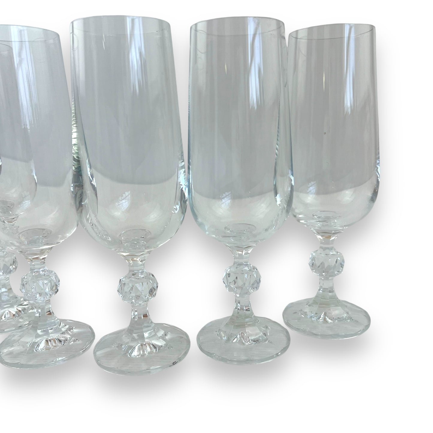 Bohemia Crystal Claudia Champagne Flutes Crystal Glasses Made in Czechoslovakia