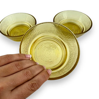 Anchor Hocking Small Amber Glass Bowl Set of 3