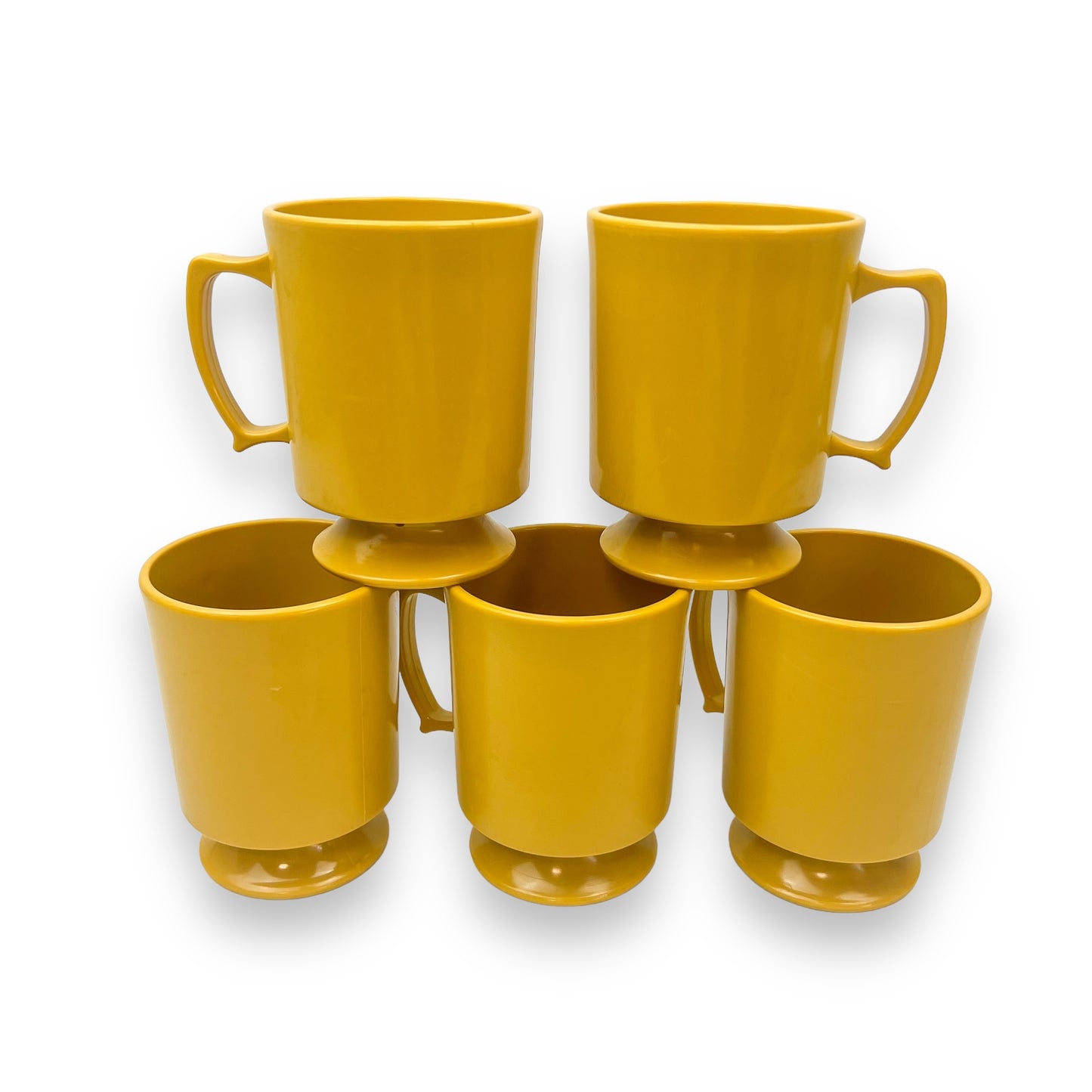 Yellow Plastic Coffee Cups Mid Century Modern Stacking Mugs