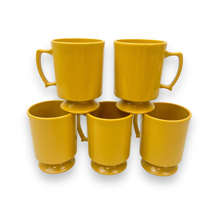 Yellow Plastic Coffee Cups Mid Century Modern Stacking Mugs