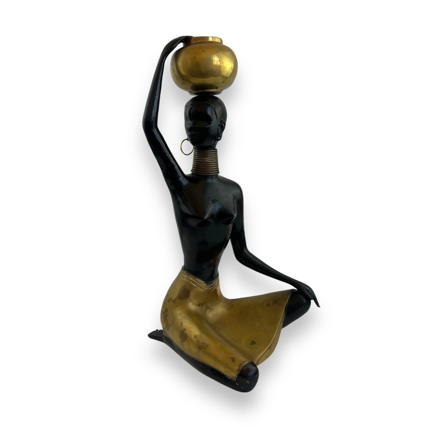 Karl Hagenauer Sitting African Woman Brass Sculpture
