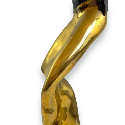 Karl Hagenauer Standing African Woman Brass Sculpture - Gold Skirt & Basket