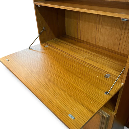 Macrob Pull-Down Bar Cabinet – Mid-Century Teak Drinks & Display Unit