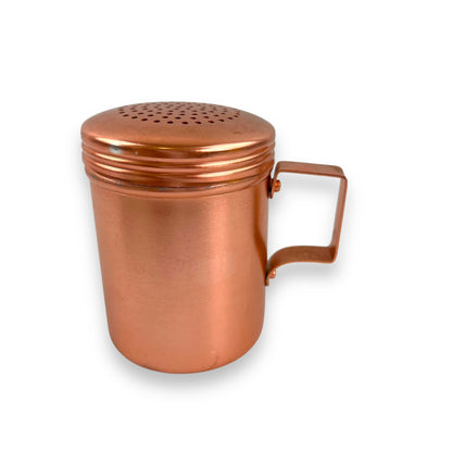 Rose gold coloured metal condiment shaker