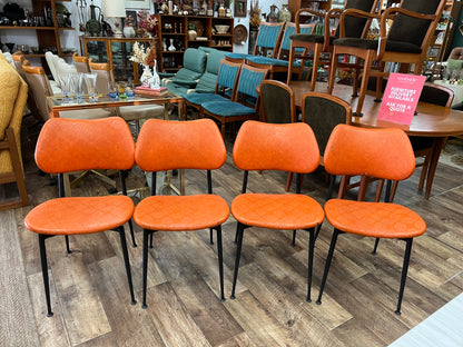 Set of 4 Orange Vinyl Dining Chairs