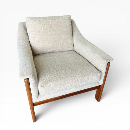 2. Danish Deluxe Single Lounge Chair Cream Patterned Upholstery