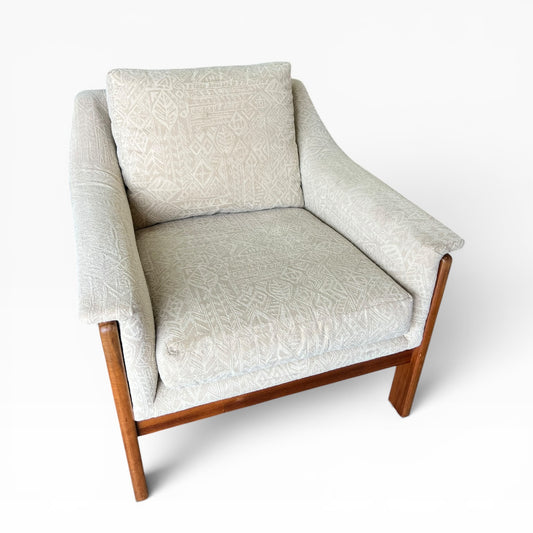 2. Danish Deluxe Single Lounge Chair Cream Patterned Upholstery