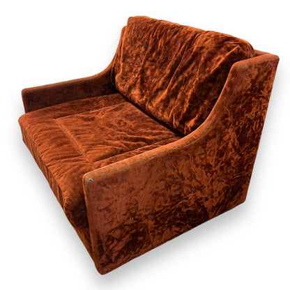 Orange Maroon Crushed Velvet Single Lounge Chair