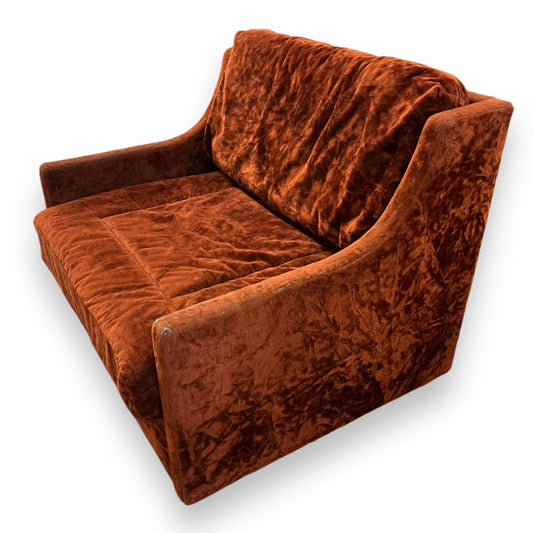 Orange Maroon Crushed Velvet Single Lounge Chair