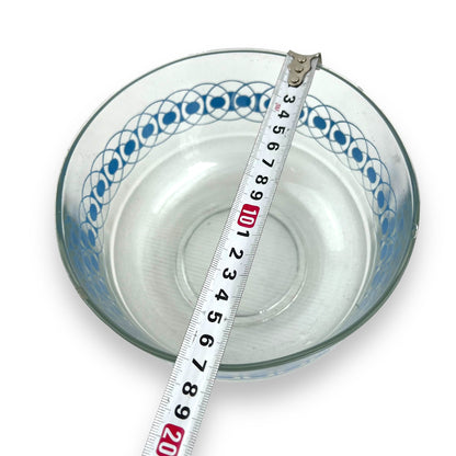 Blue circle patterned clear glass mixing bowl