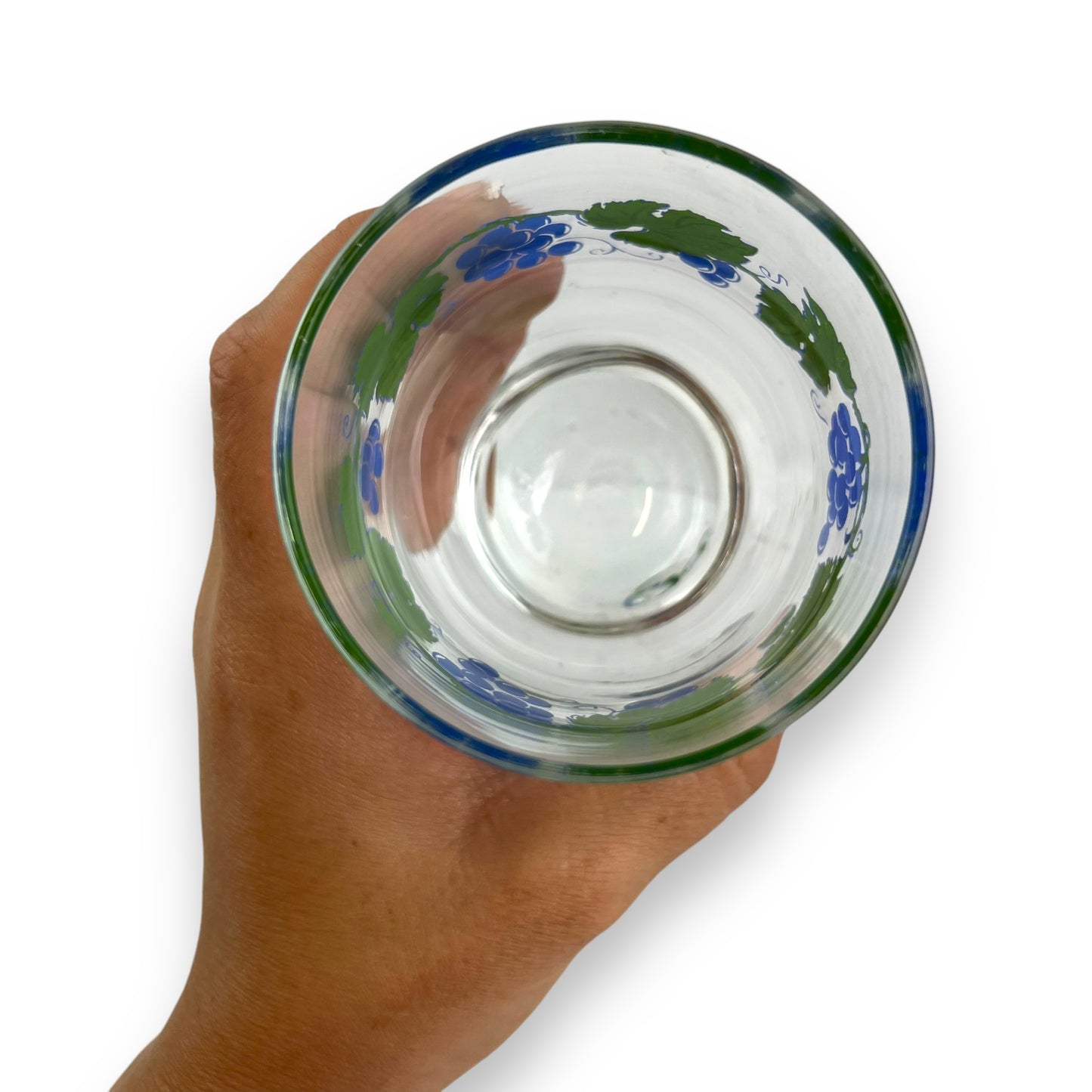 Grape pattern glass cup set of 3