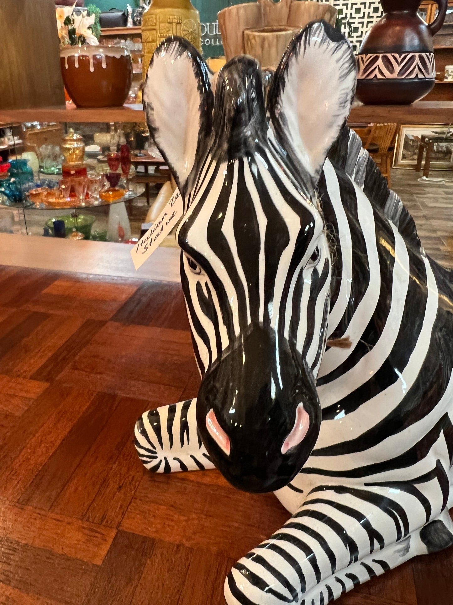 Vintage Ceramic Zebra Statue