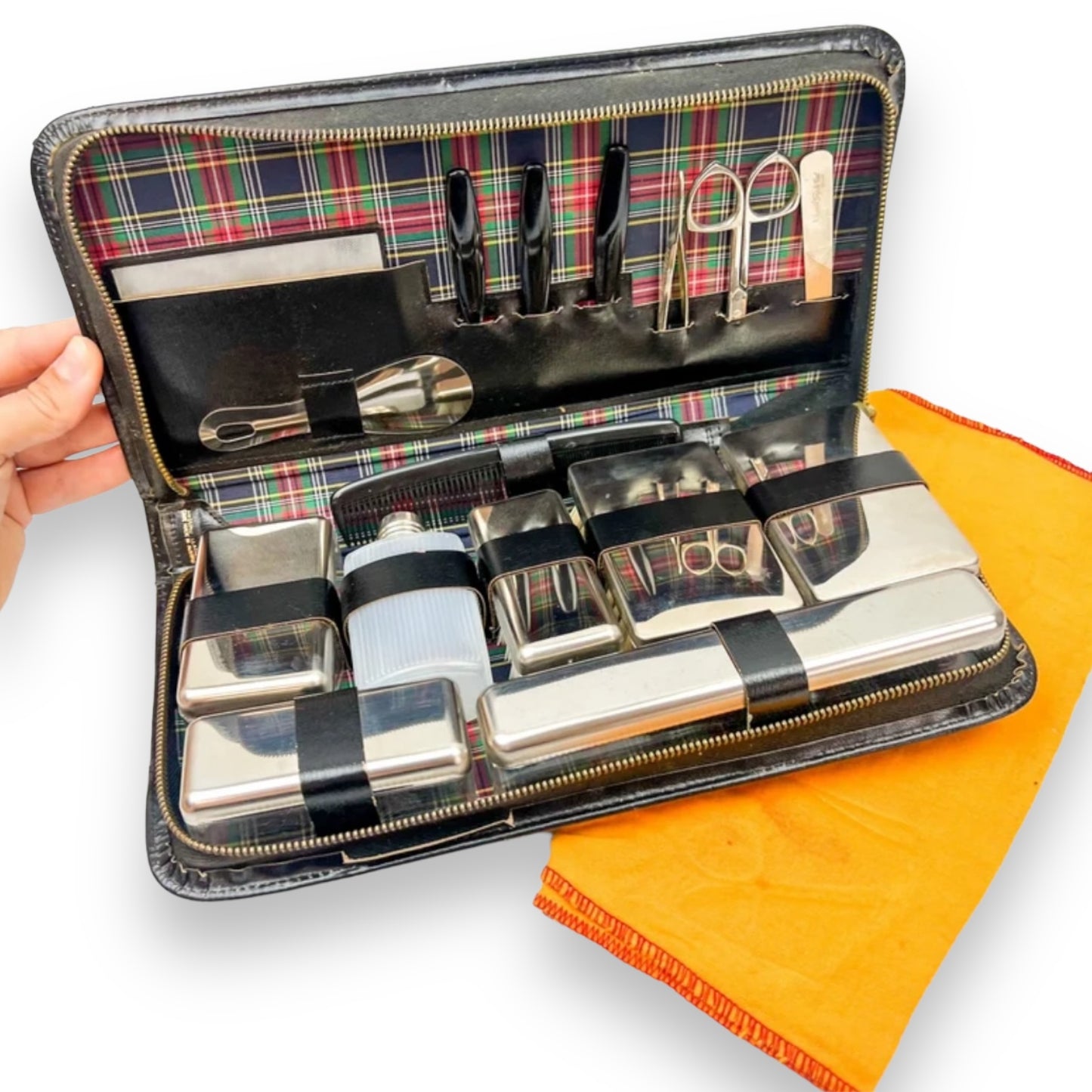 Men’s travel bathroom leather case and accessories set