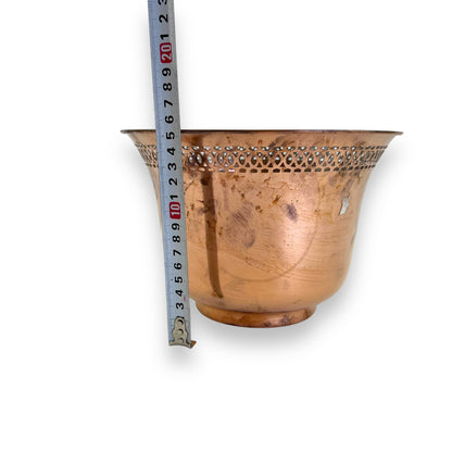 Copper Vase / Plant Pot with Intricate Cutout Design