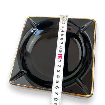 Black and white scotch whiskey branded black ceramic square ashtray