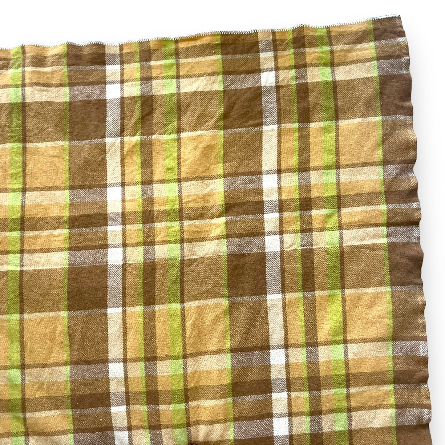 Brown Caramel and Green Wool Blanket