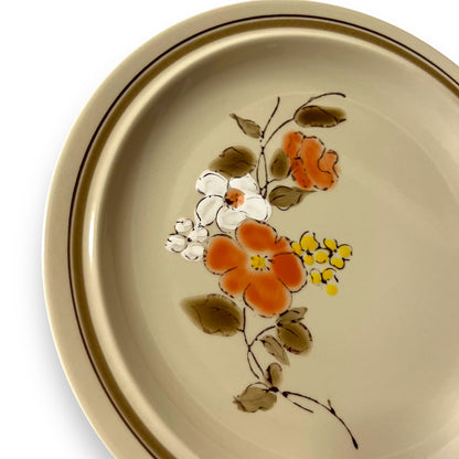 Floral Stoneware Dinner Plate Set of 2 - Hand-Painted Bouquet Design - Made in Korea