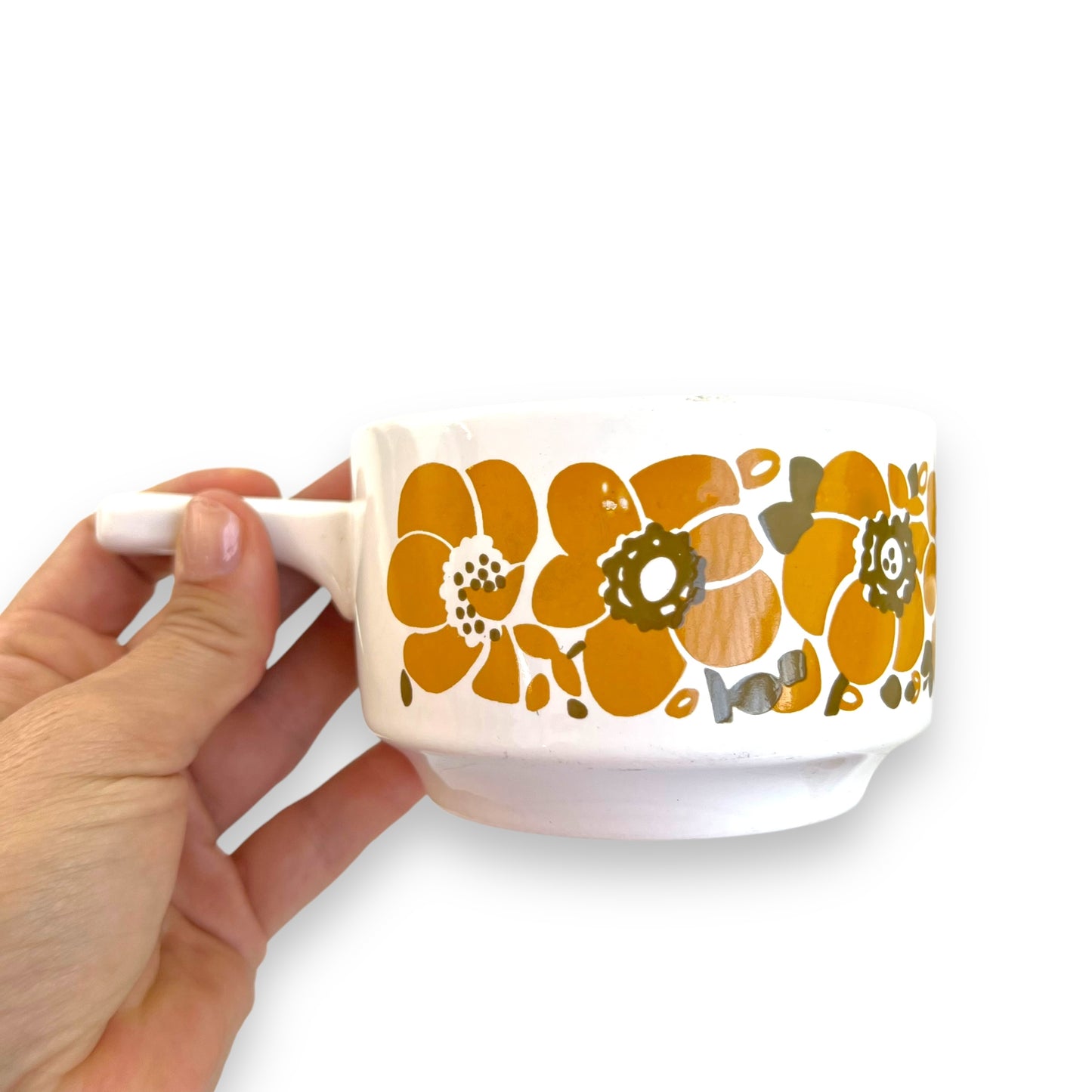 Staffordshire Pottery England Yellow Flower Ramekin Set of 5