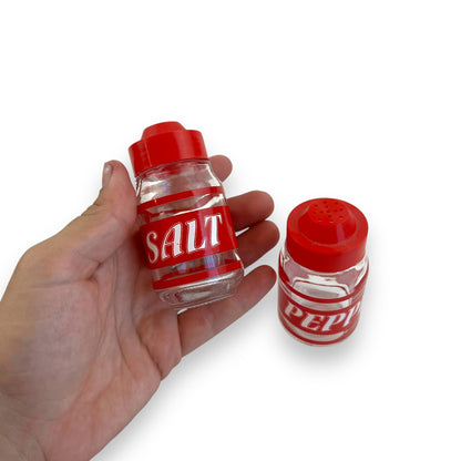 Red Glass Plastic Top Salt & Pepper Shaker Set - Made in Italy