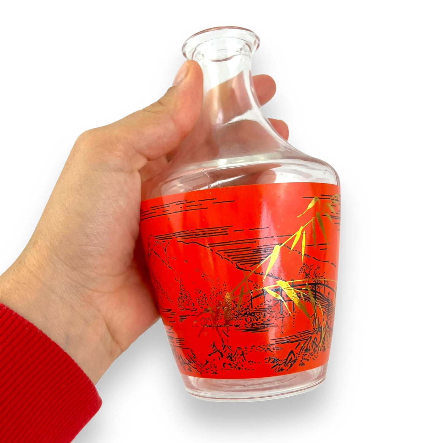 Glass decanter orange mountains