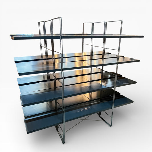 Vintage IKEA Enetri Shelving Unit | Blue-Grey & Silver Metal Frame