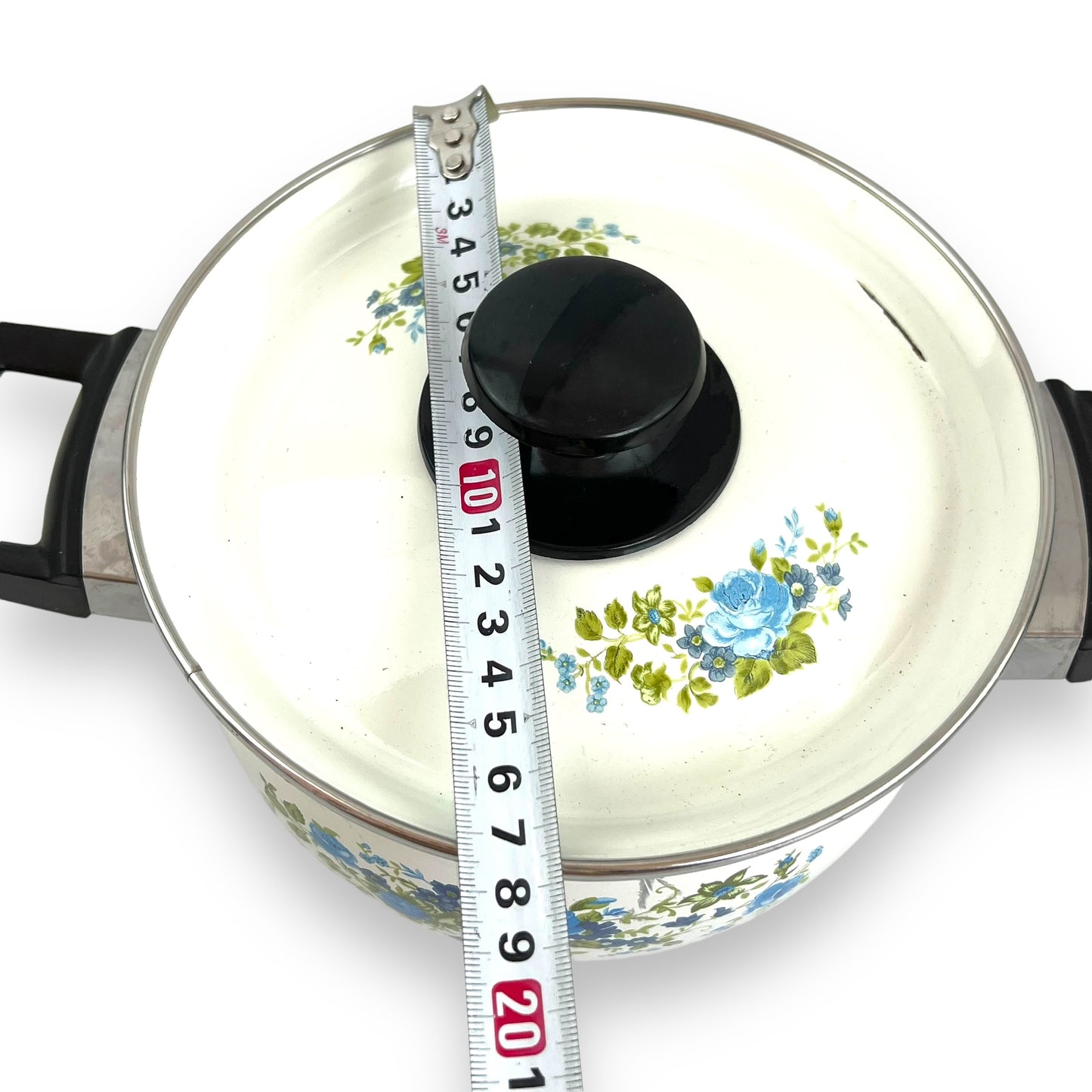 Blue rose enamel cooking pot