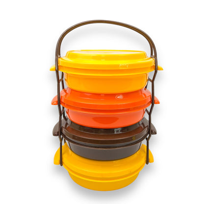 Retro Colourful Plastic Storage Container Set with Carry Handle