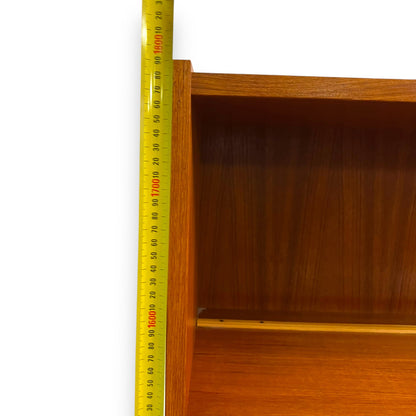 Mid-Century Teak Display Cabinet with pull down Bar section