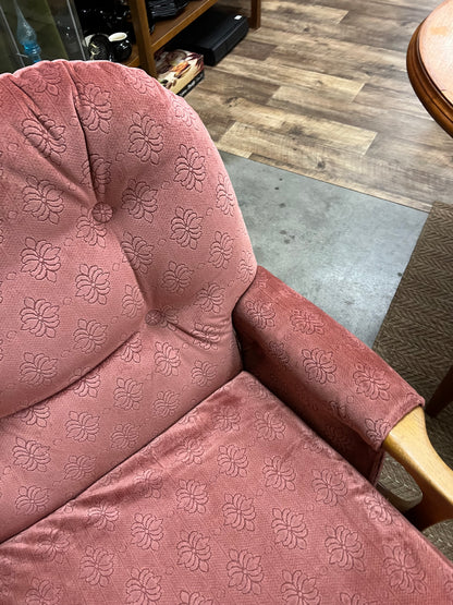 1. Pink Patterned Upholstery Sleigh Base Armchair