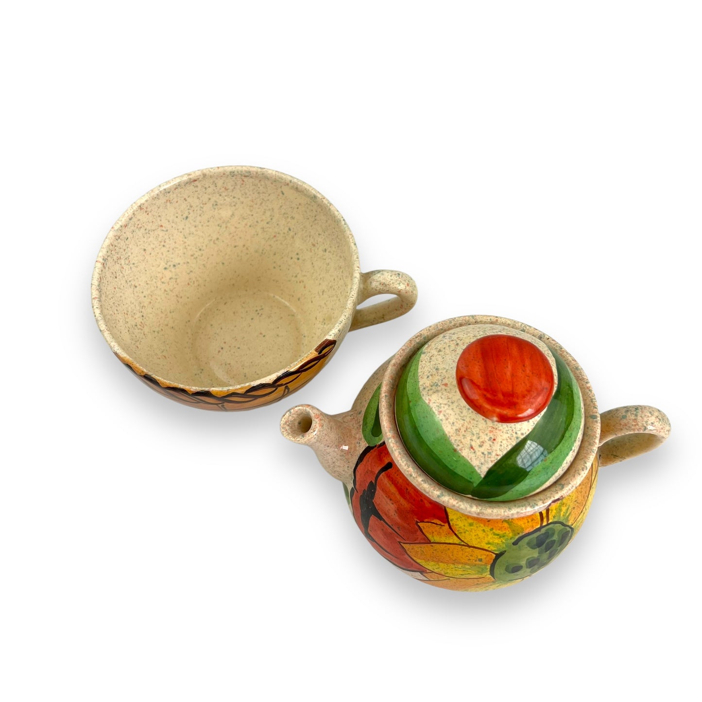 Yellow flower teapot and cup set