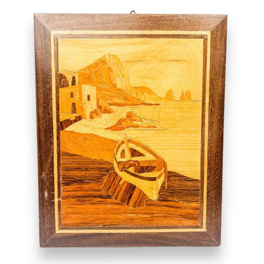 Vintage wooden boat artwork